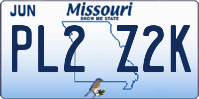 MO license plate PL2Z2K