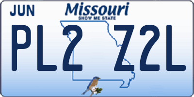 MO license plate PL2Z2L