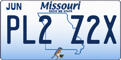 MO license plate PL2Z2X