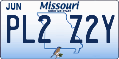 MO license plate PL2Z2Y