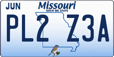 MO license plate PL2Z3A
