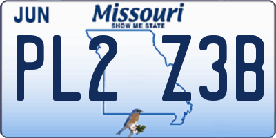 MO license plate PL2Z3B