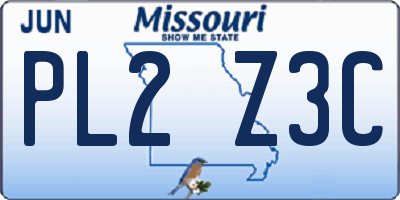MO license plate PL2Z3C