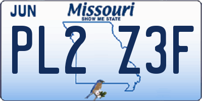 MO license plate PL2Z3F