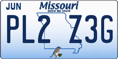 MO license plate PL2Z3G