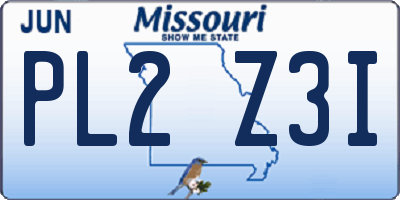 MO license plate PL2Z3I