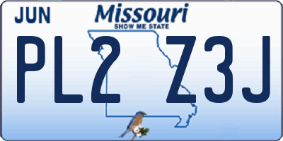 MO license plate PL2Z3J