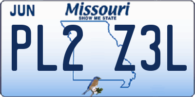 MO license plate PL2Z3L