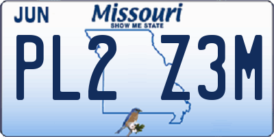 MO license plate PL2Z3M