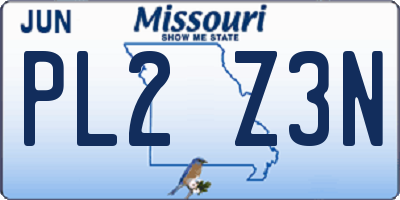 MO license plate PL2Z3N