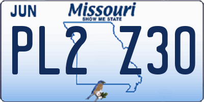 MO license plate PL2Z3O