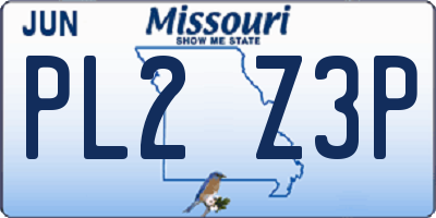 MO license plate PL2Z3P