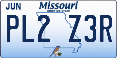 MO license plate PL2Z3R
