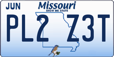 MO license plate PL2Z3T