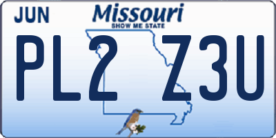 MO license plate PL2Z3U