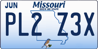 MO license plate PL2Z3X