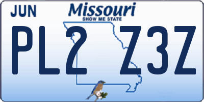 MO license plate PL2Z3Z