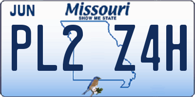 MO license plate PL2Z4H