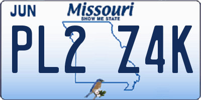 MO license plate PL2Z4K