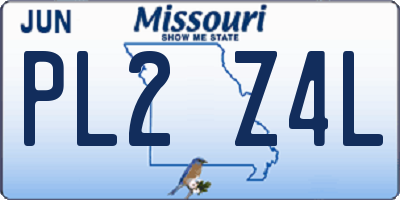MO license plate PL2Z4L