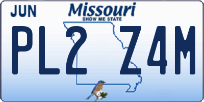 MO license plate PL2Z4M