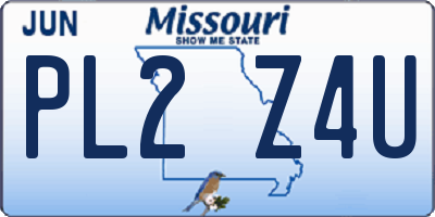 MO license plate PL2Z4U