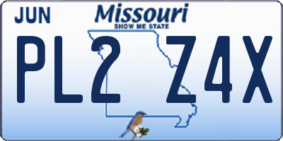 MO license plate PL2Z4X