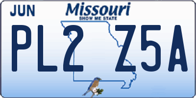 MO license plate PL2Z5A