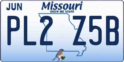 MO license plate PL2Z5B
