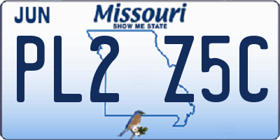 MO license plate PL2Z5C