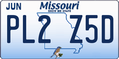 MO license plate PL2Z5D