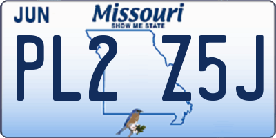 MO license plate PL2Z5J