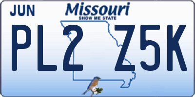 MO license plate PL2Z5K