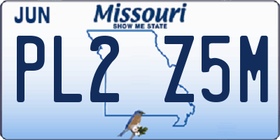 MO license plate PL2Z5M