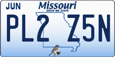 MO license plate PL2Z5N