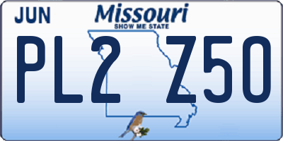MO license plate PL2Z5O