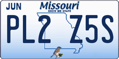 MO license plate PL2Z5S