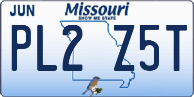 MO license plate PL2Z5T