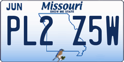 MO license plate PL2Z5W