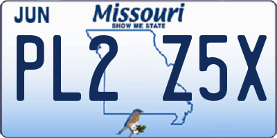 MO license plate PL2Z5X