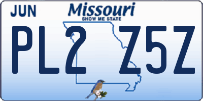 MO license plate PL2Z5Z