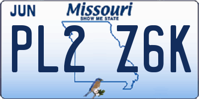 MO license plate PL2Z6K