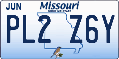 MO license plate PL2Z6Y