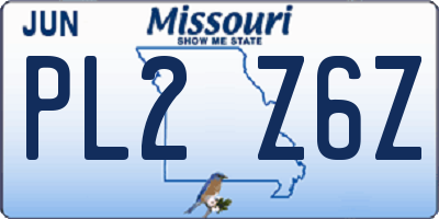 MO license plate PL2Z6Z