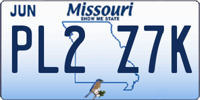 MO license plate PL2Z7K