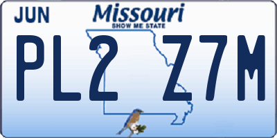 MO license plate PL2Z7M
