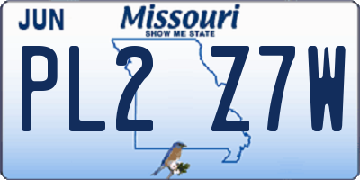 MO license plate PL2Z7W