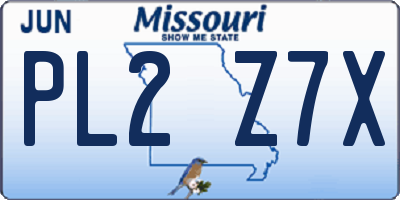 MO license plate PL2Z7X