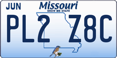 MO license plate PL2Z8C