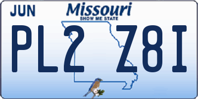 MO license plate PL2Z8I